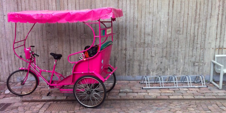 rikshaw standing on its own